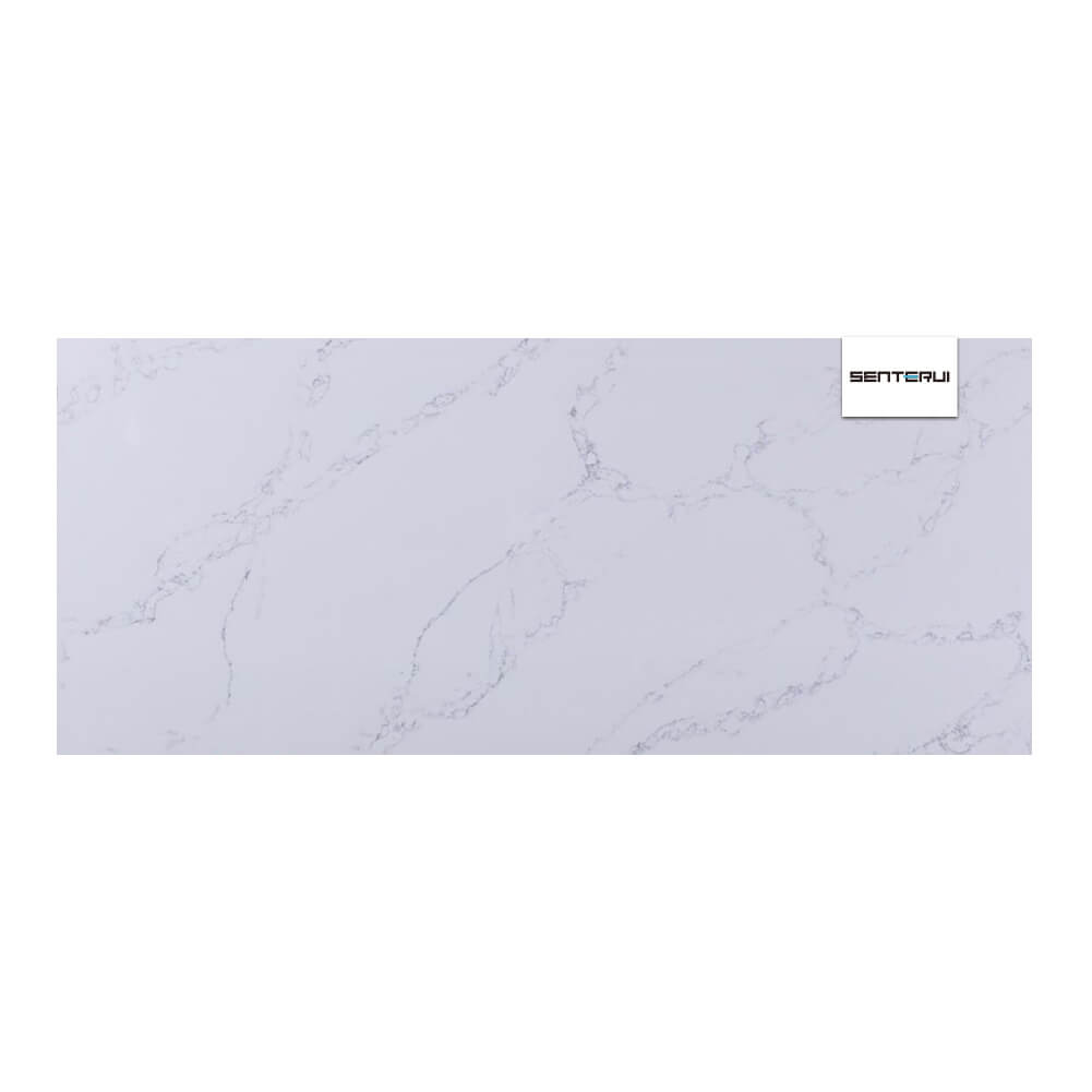 Calacatta Creek Quartz White 10.49”x5.25” Polished Slab Wholesale