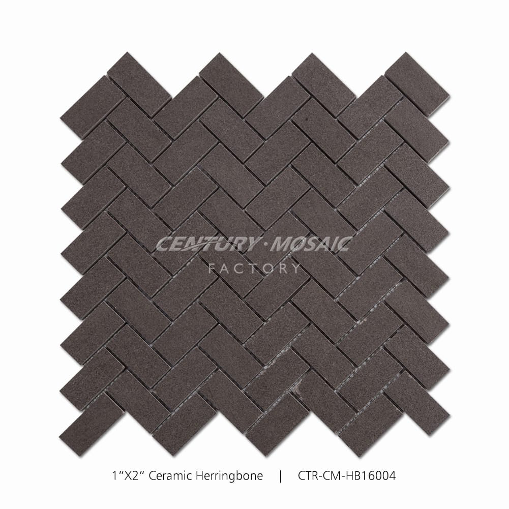Ceramic 1×2″ Brown Herringbone Mosaic Matte Wholesale