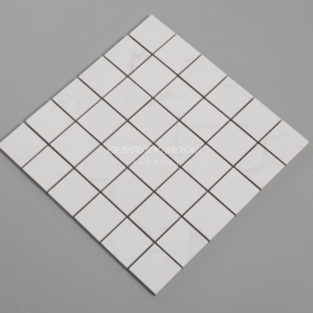 Carrara Look Ceramic Square Mosaic White Matte Wholesale