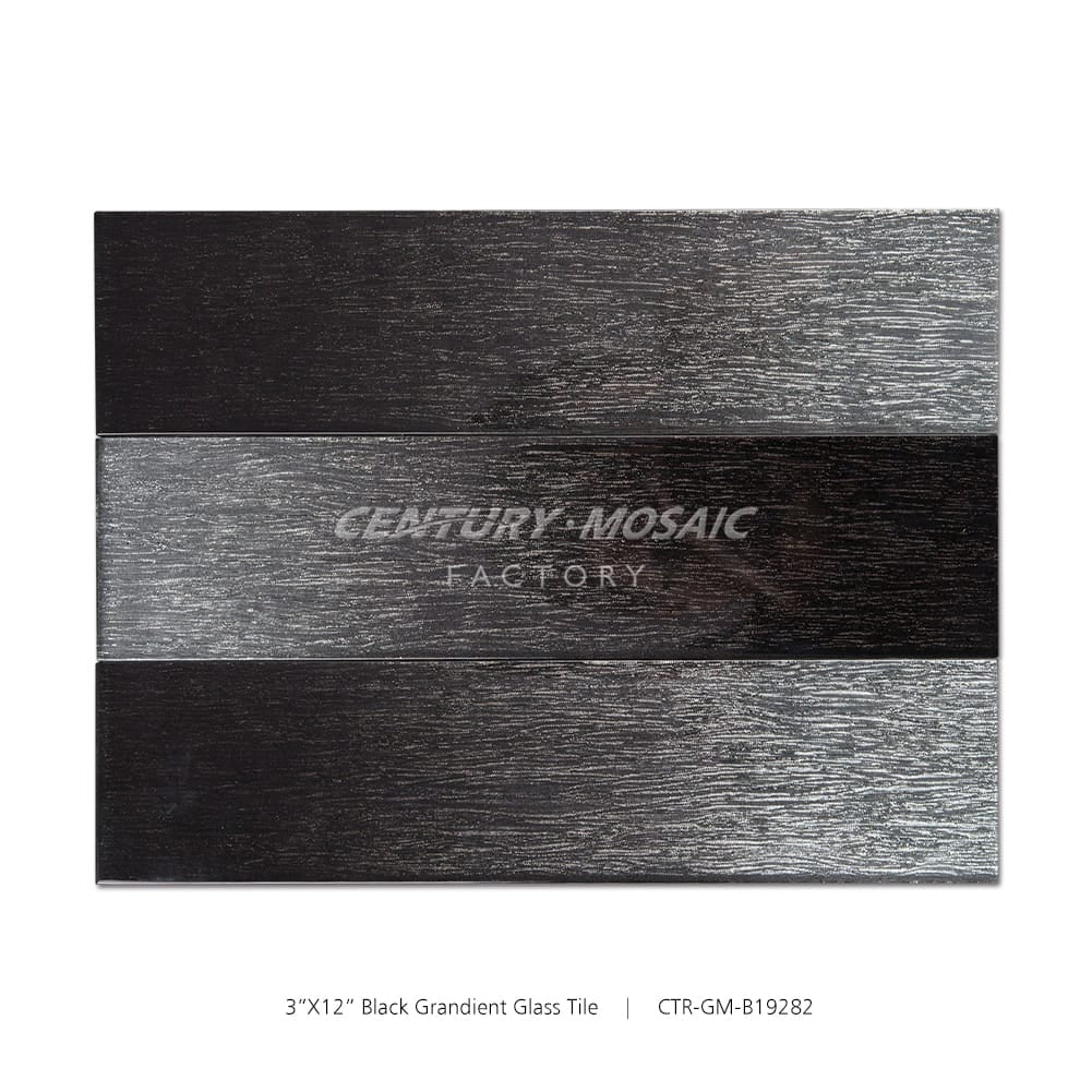 Crystal Glass Black 3”x 12” Tile Wholesale