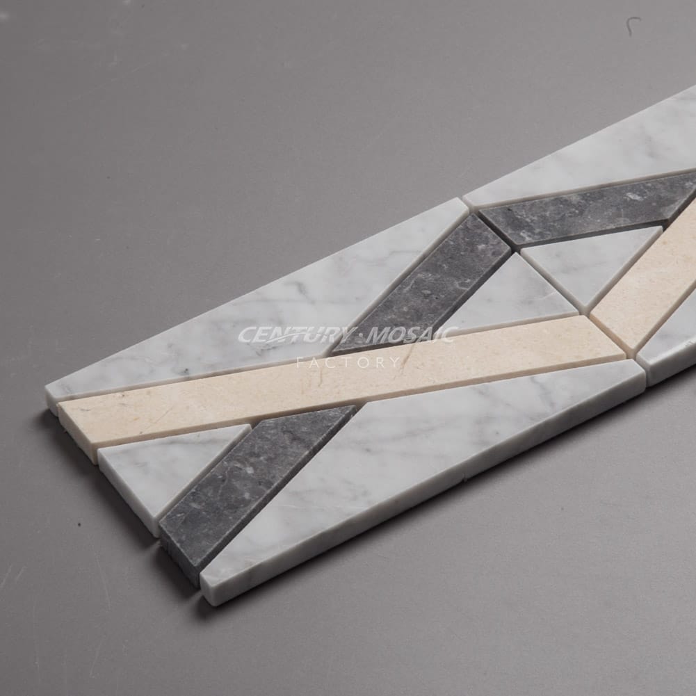 Bianco Carrara & Cream Marfil & Babylon Gray Polished Border