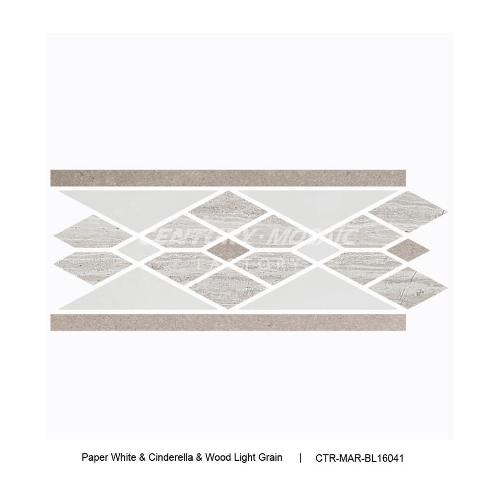 Paper White & Cinderella & Wood Light Grain Marble Polished Border Tile Wholesale