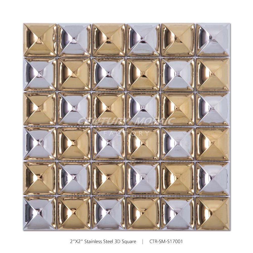 Stainless Steel Gold & Silver 3D Square Mosaic  Wholesale