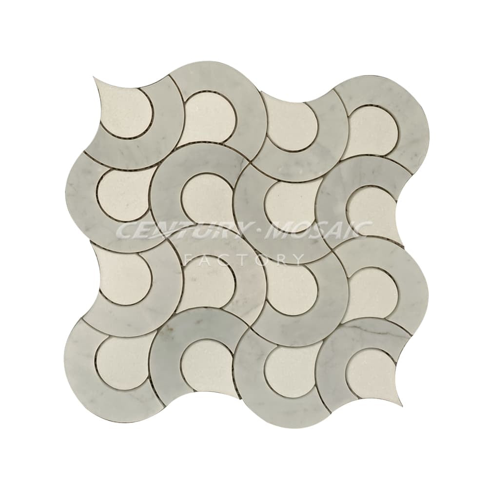 Thassos White and Bianco Carrara Marble Honed Mosaic Tile In Stock