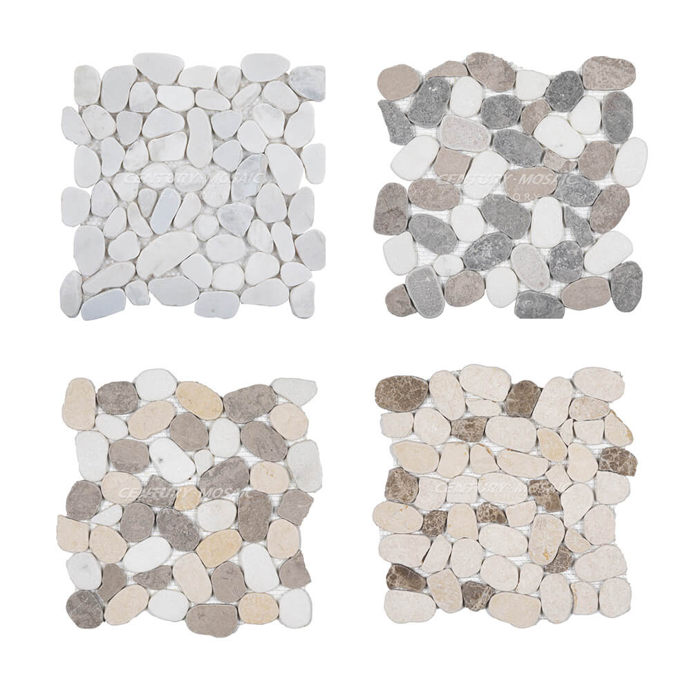 Light Color Mixed Marble Stone Pebble Mosaic Collection Wholesale
