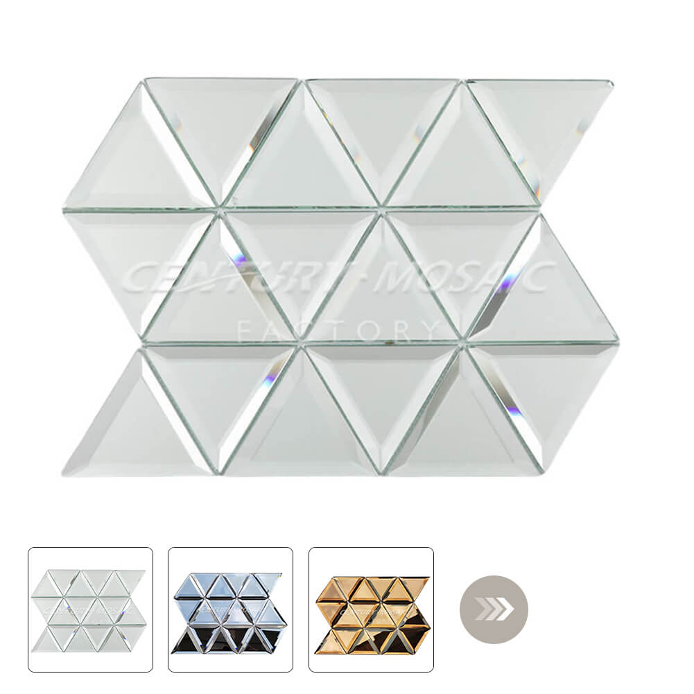 Triangle Beveled Mirror Glass Mosaic Silver Triangle Glossy Wholesale
