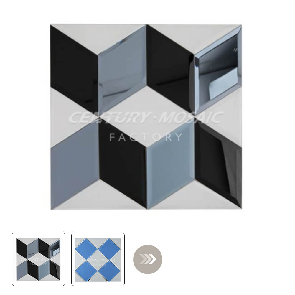 3D Mirror Glass Mosaic Silver Square Glossy Tile Wholesale