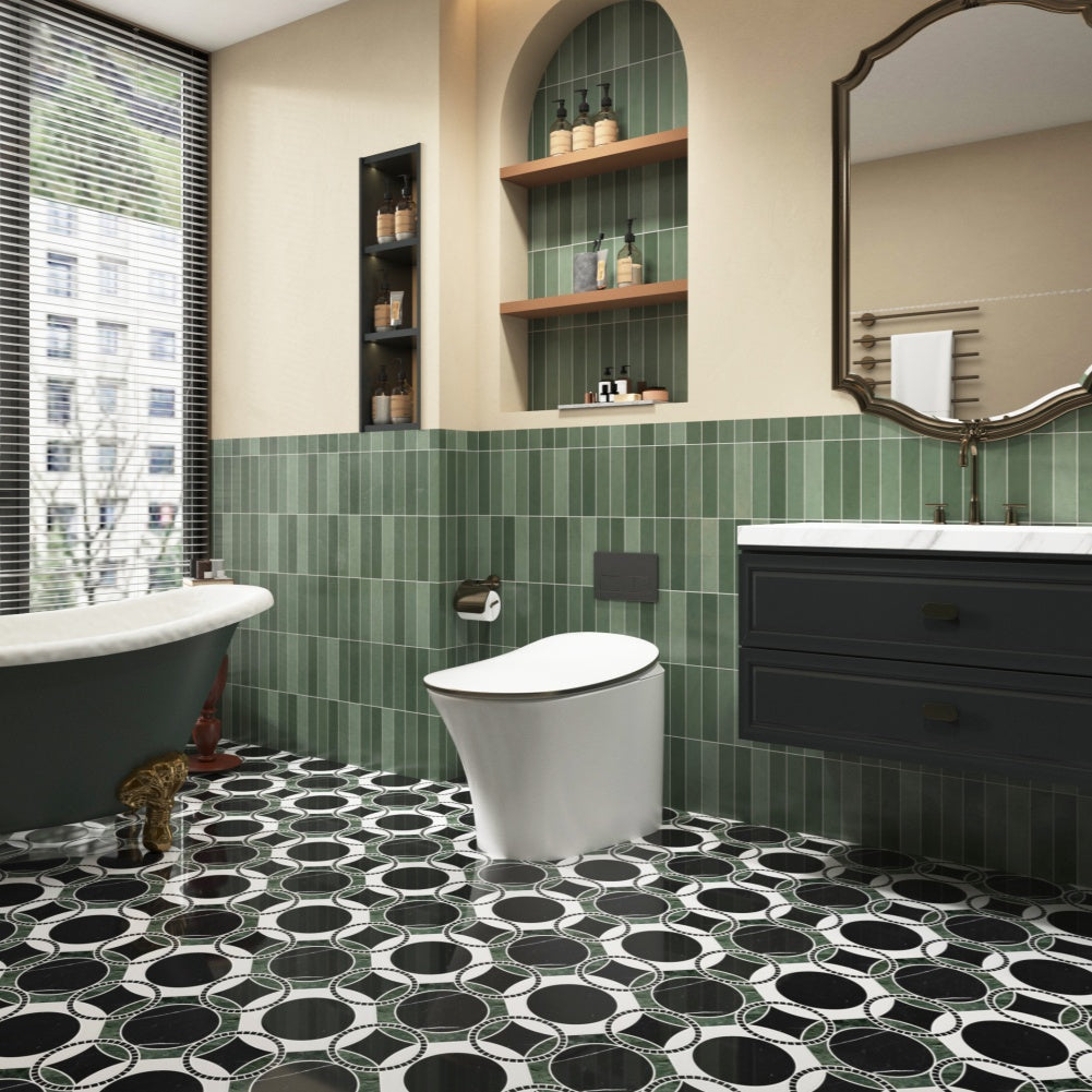Infinite Space Waterjet Marble Polished Mosaic Tile