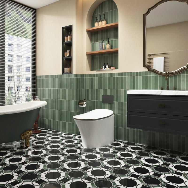 Infinite Space Waterjet Marble Polished Mosaic Tile