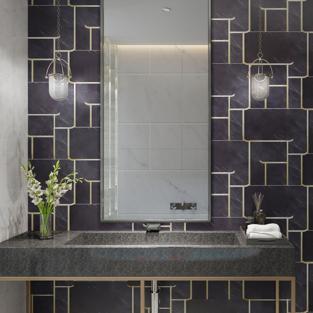 Memories of South Waterjet Marble Black Mosaic