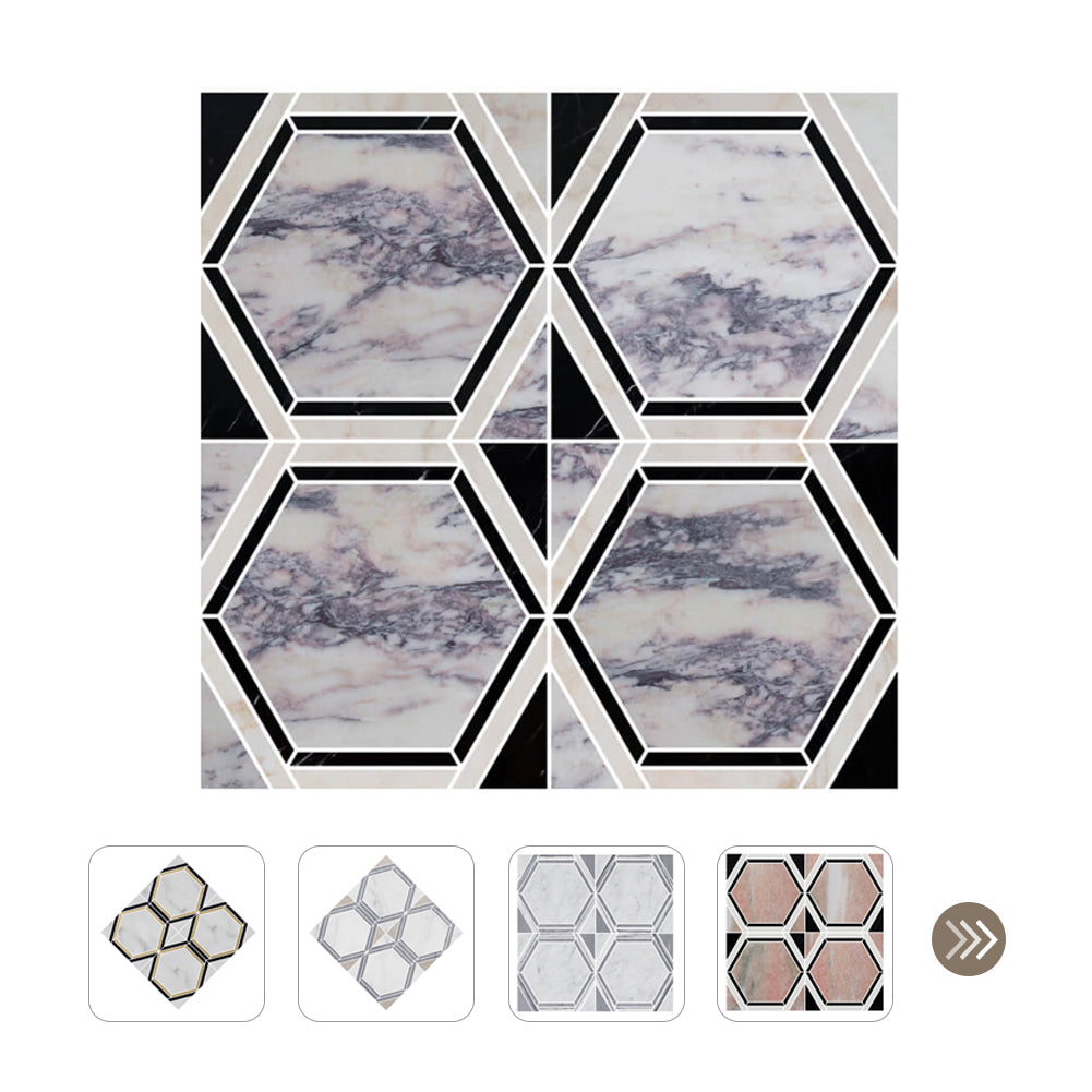 Cosmic Opera Waterjet Marble Purple Hexagon Polished Mosaic