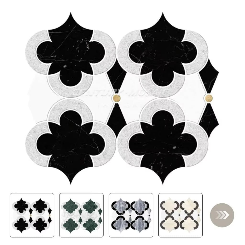 Geroge May Waterjet Marble Flower Design Polished Mosaic