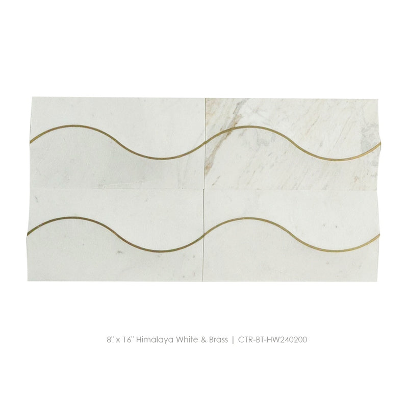 8" x 16" Himalaya White and Brass 3D Marble Tile Wholesale
