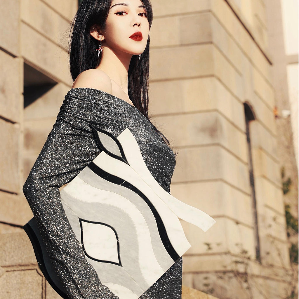 Among Galaxy Waterjet Marble Polished Mosaic