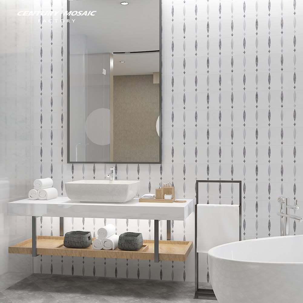 Meteor Waterjet Marble White Falling Star Polished Mosaic