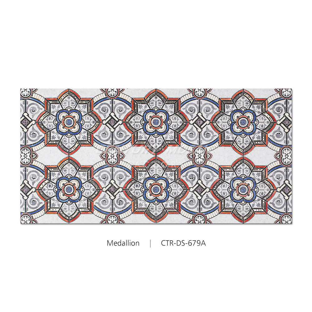Persian Carpet Pattern Artistic Mosaic Painting Waterjet Medallion