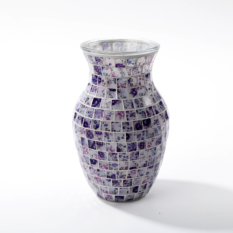 Purple Floral Glass Round Flower Vase Wholesale