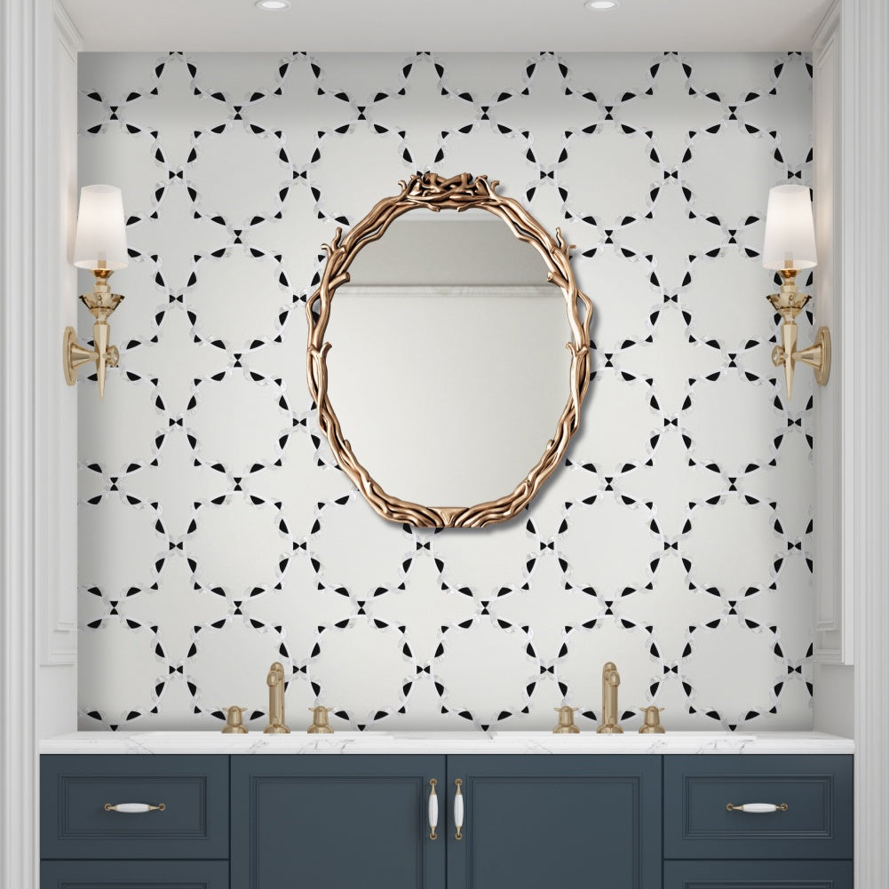 Intertwining Vines Waterjet Marble Polished Mosaic