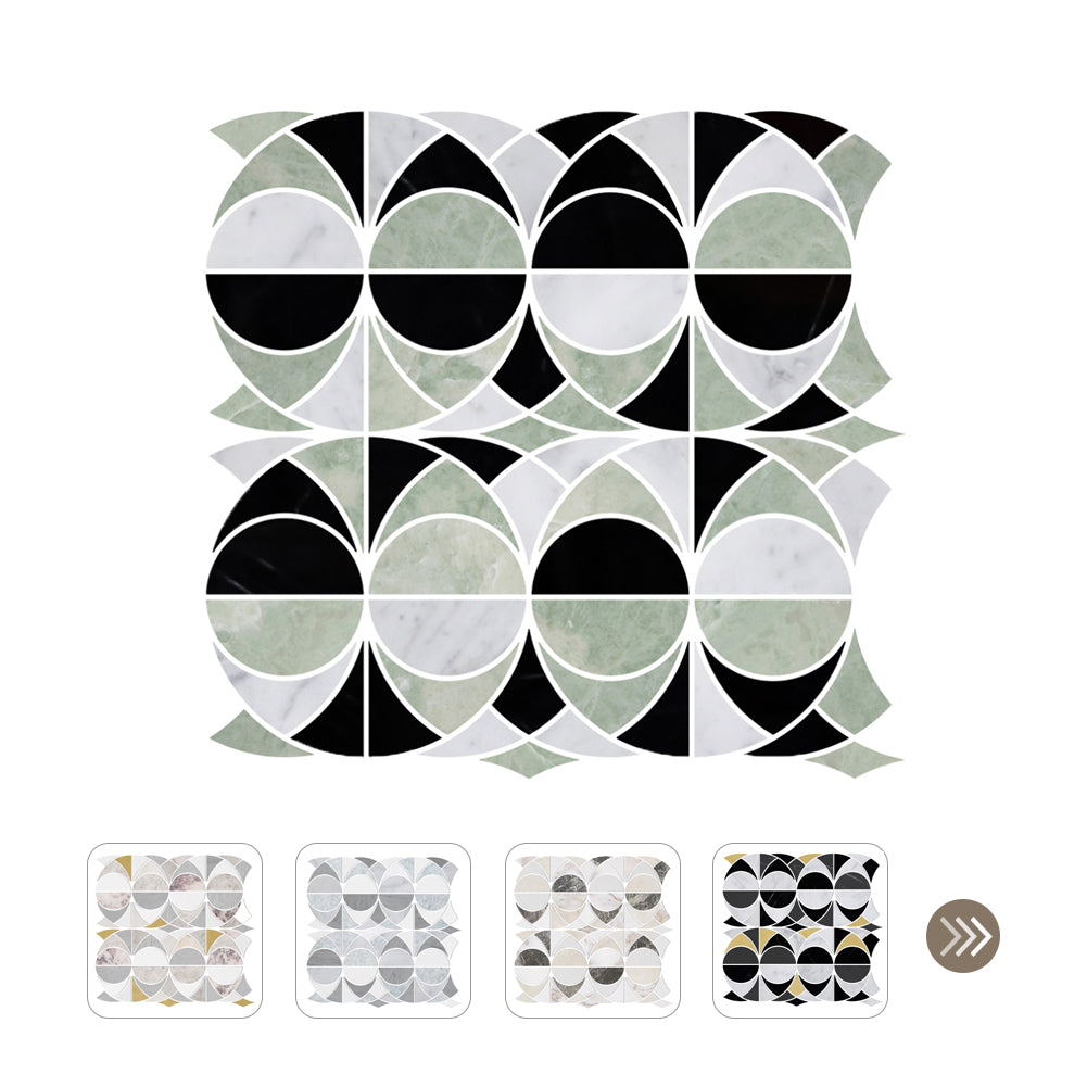 New Design Circle Waterjet Marble Polished Mosaic