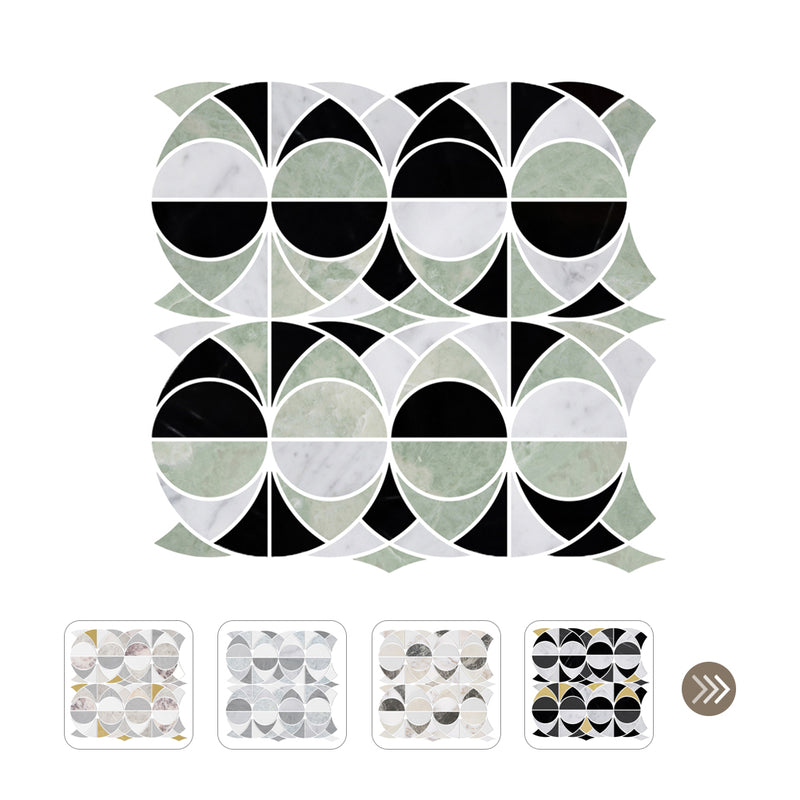 New Design Circle Waterjet Marble Polished Mosaic