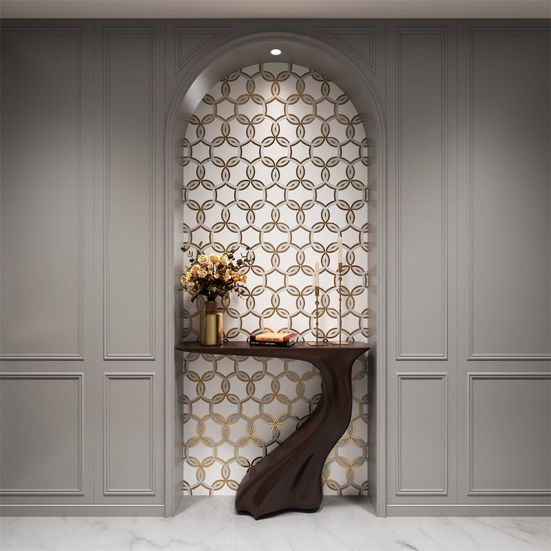Orifia Secret Waterjet Marble Golden Polished Mosaic