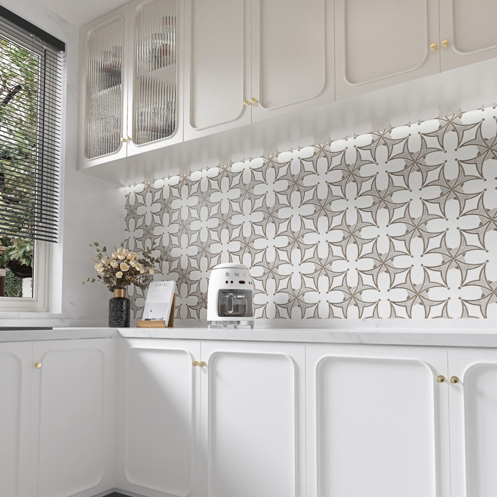 Blois Chic Waterjet Marble Polished Mosaic Tile