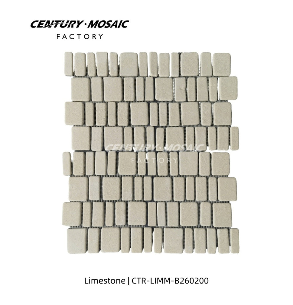 Limestone Beige Brick Tumbled Mosaic Tile