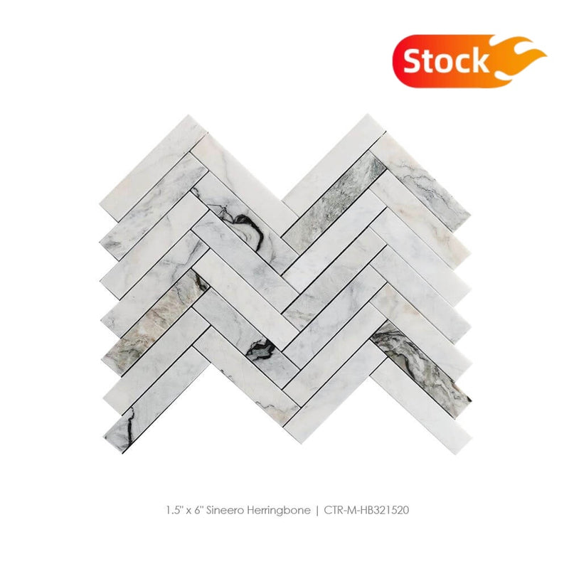 Sineero Marble Herringbone Mosaic Tile In Stock