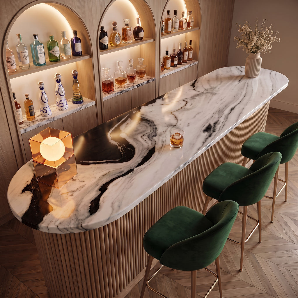 Panda White Marble Polished Countertop