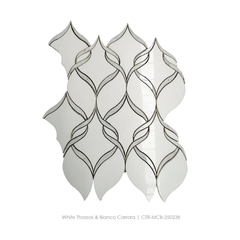 White Thassos And Bianco Carrara Waterjet Marble Mosaic Tile Wholesale