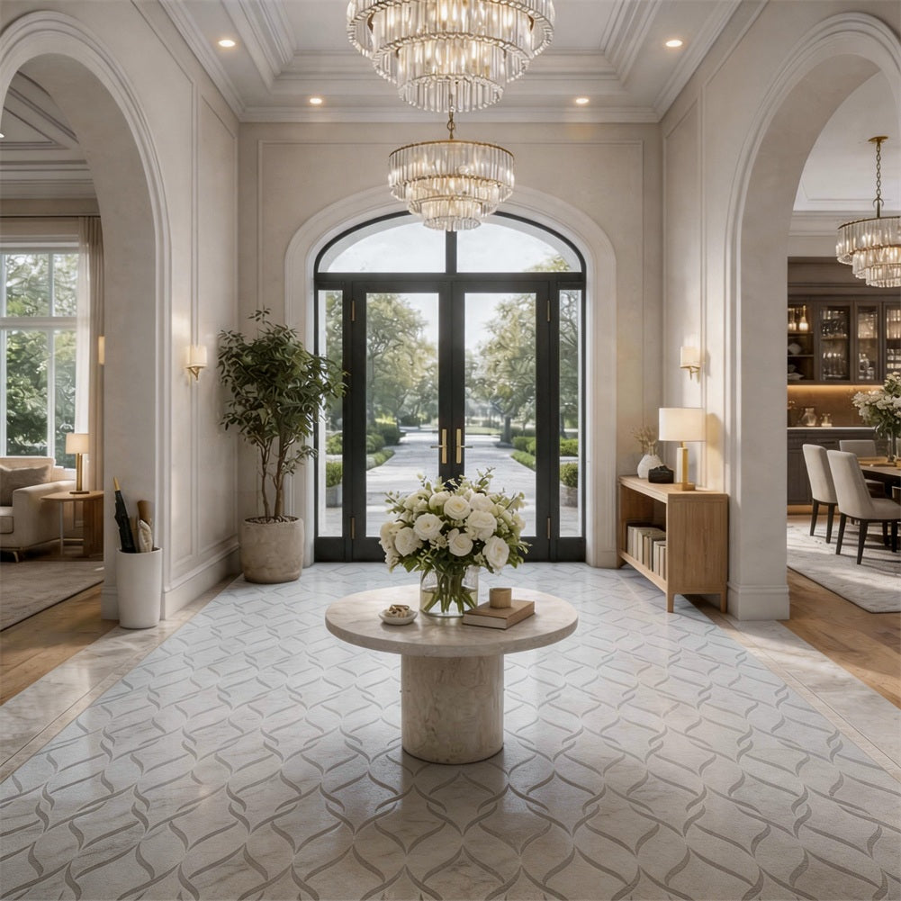 White Thassos and Bianco Carrara Waterjet Marble Polished Mosaic
