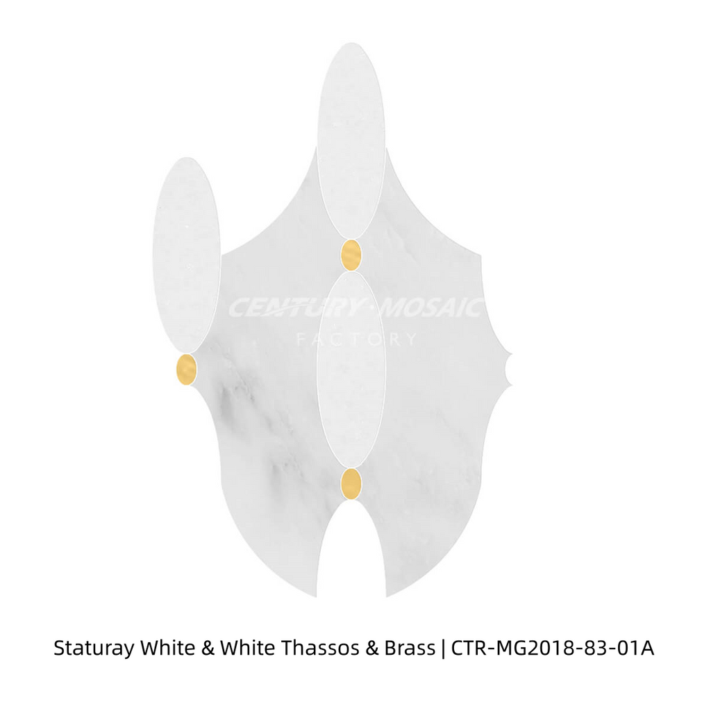 Gentle Winston Waterjet White Marble Mosaic Tiles