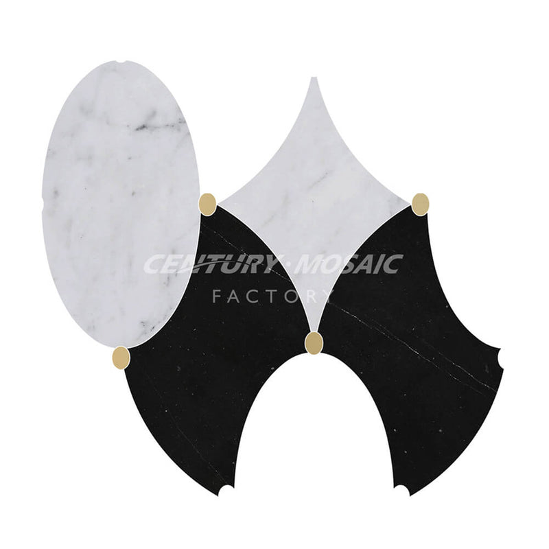 Star and Crescent Myth Waterjet Marble Polished Mosaic Tile Wholesale