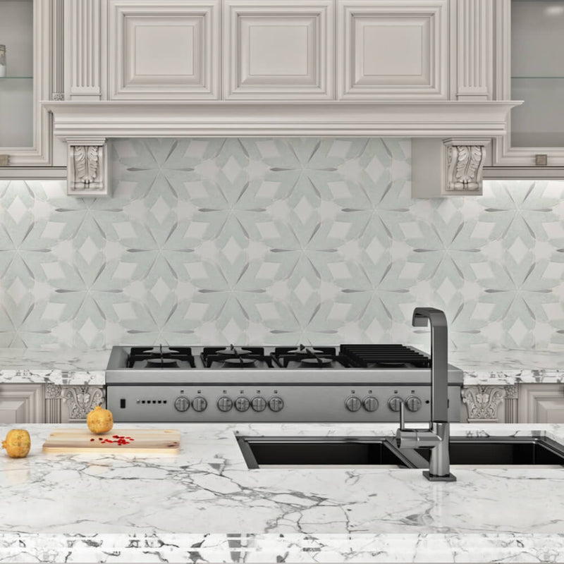 Romantic Iceland Waterjet Marble Mosaic Tile Wholesale