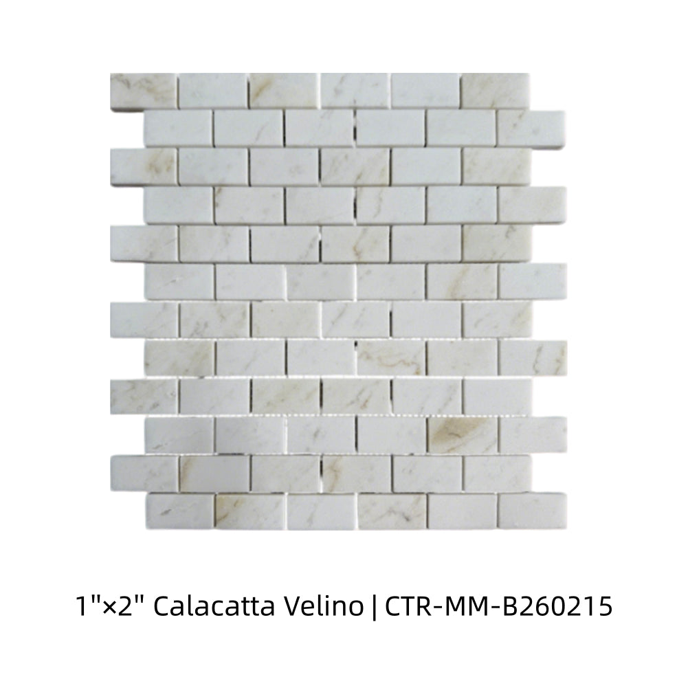 Calacatta Velino 1"x 2" Brick Marble Mosaic