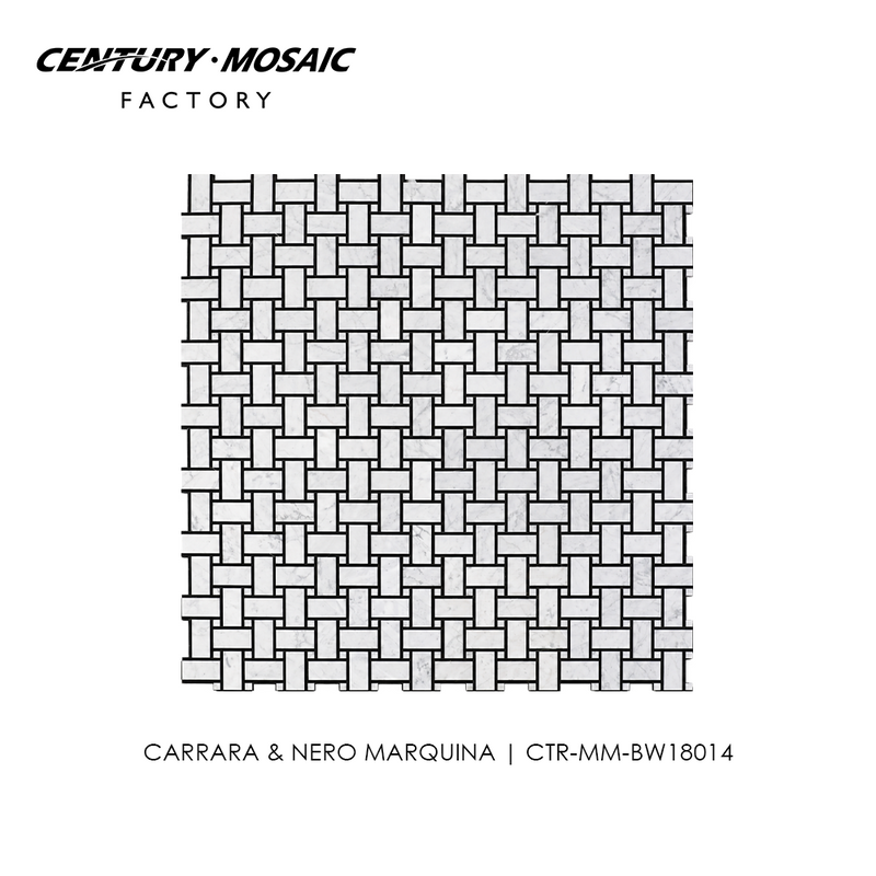 Carrara Basketweave Polished Marble Mosaic
