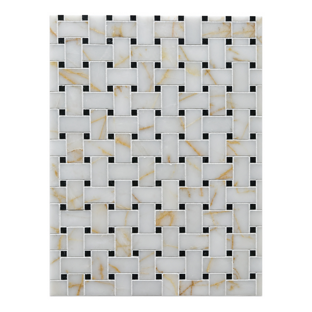 Athena Gold Square Marble Mosaic Tile Collection