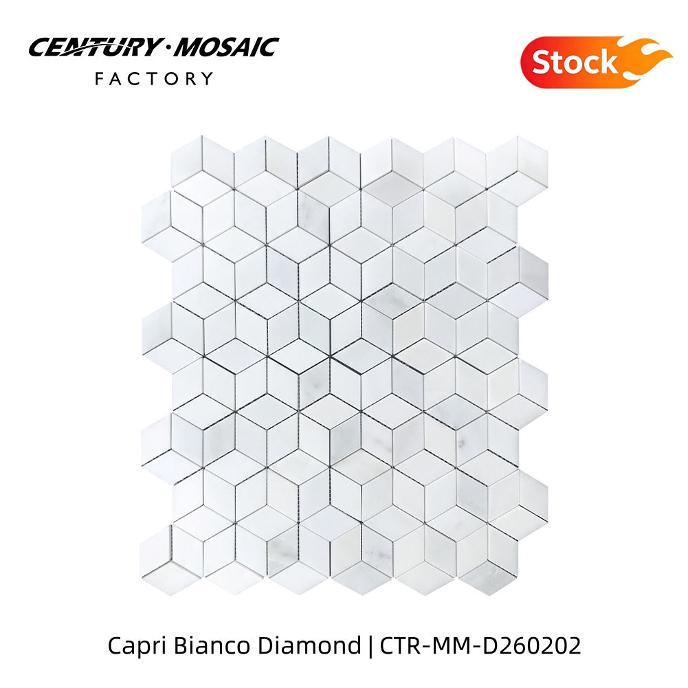 Capri Bianco Diamond Polished Marble Mosaic