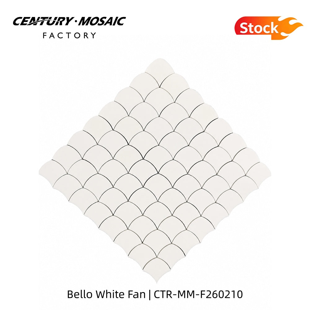 Bello White Fan Polished Marble Mosaic