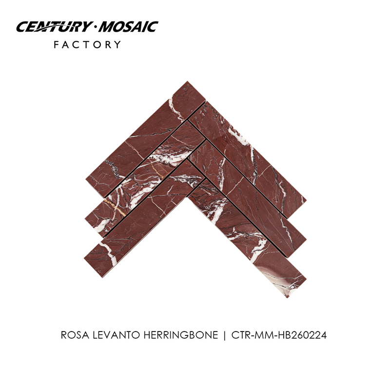 Rosa Levanto Herringbone Marble Mosaic Tile
