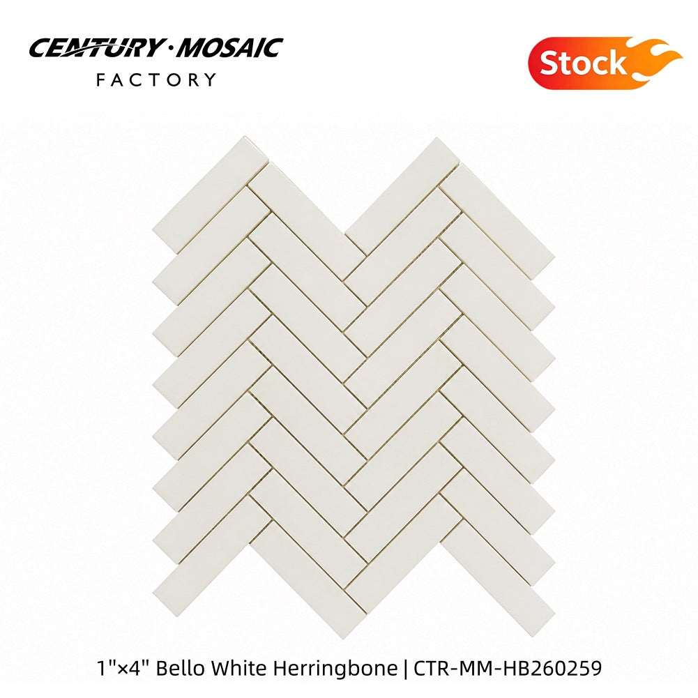 Bello White Herringbone Polished Marble Mosaic Wholesale In Stock