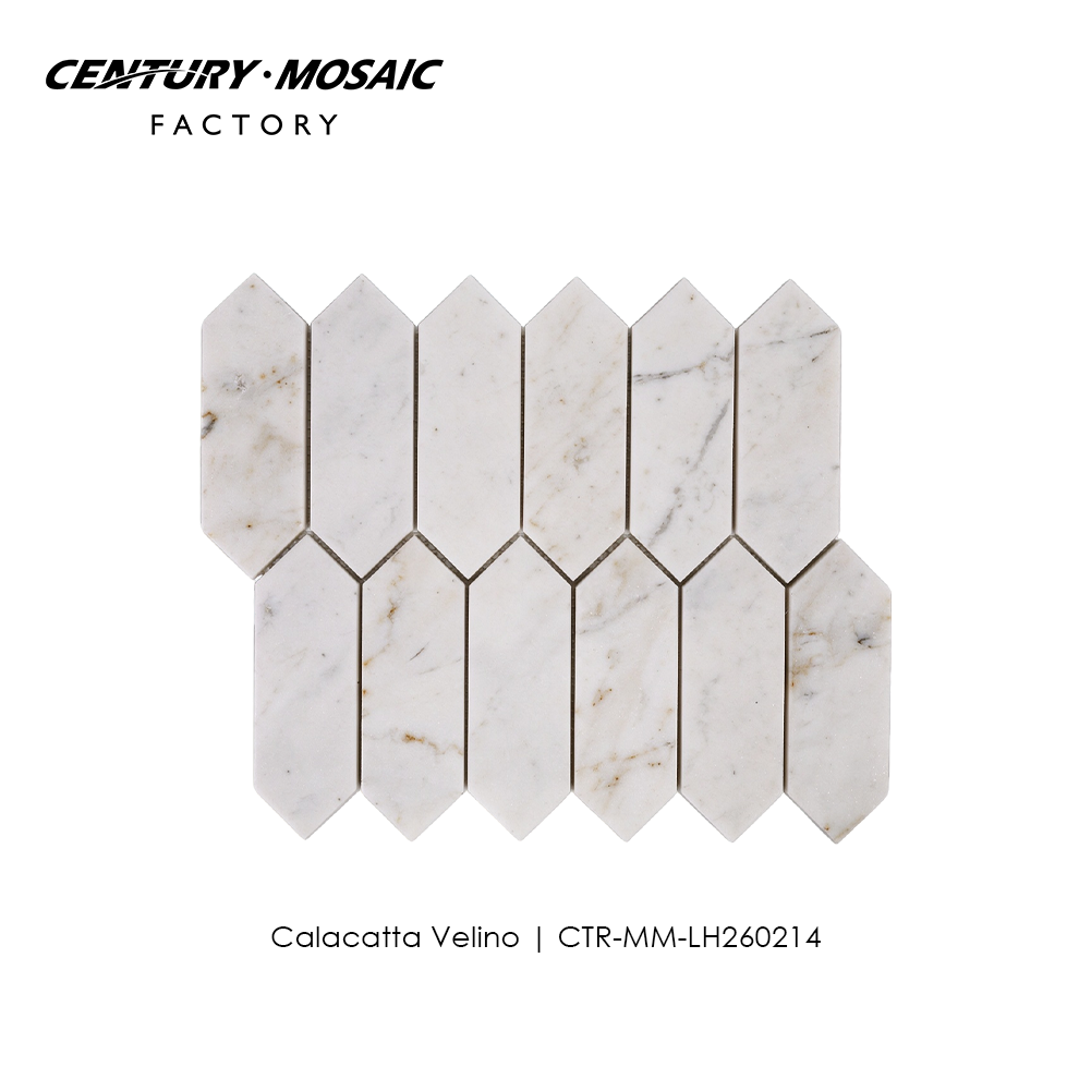 Calacatta Velino Long Hexagon Marble Mosaic