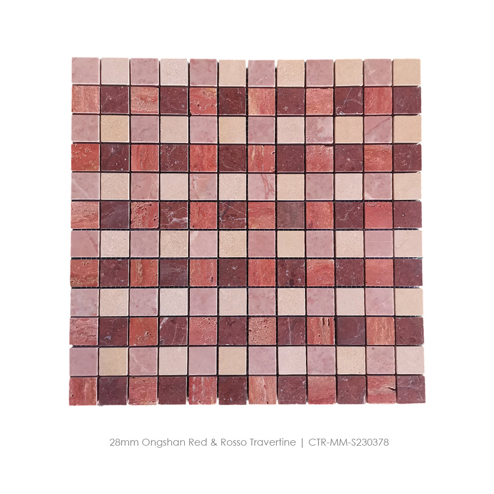 28mm Red Stone Square Mosaic Tile Wholesale