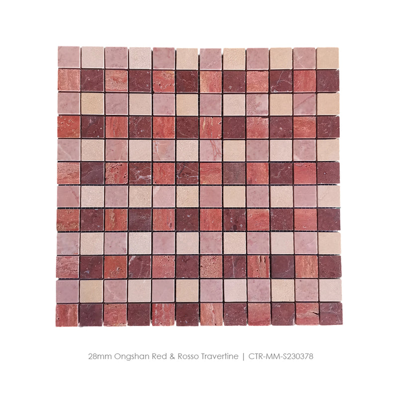 28mm Red Stone Square Mosaic Tile Wholesale