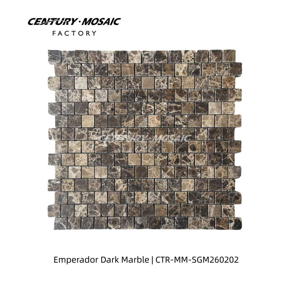 Emperador Dark Square Tumbled Marble Mosaic Tile
