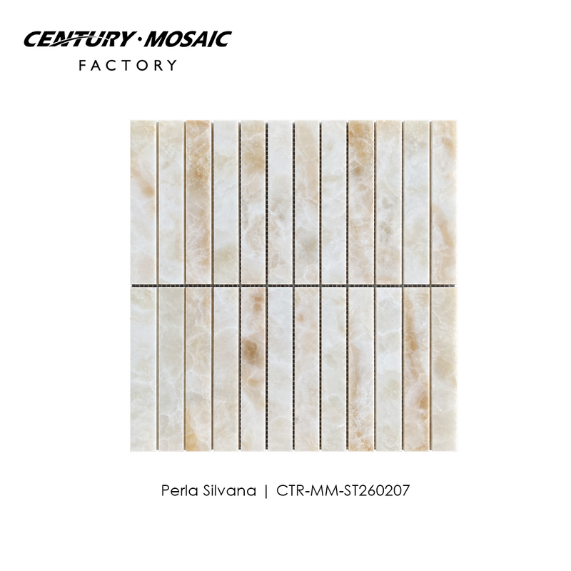 Perla Silvana Strip Marble Mosaic