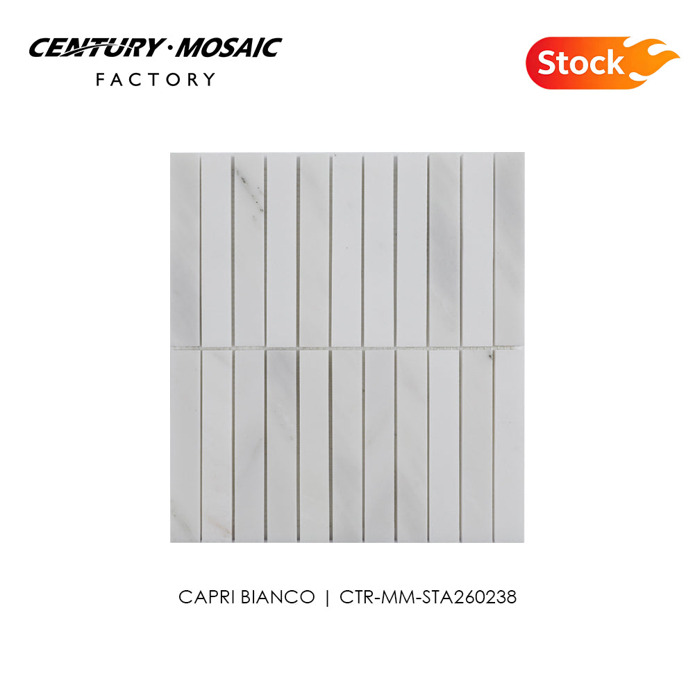 Capri Bianco Strip Polished Marble Mosaic