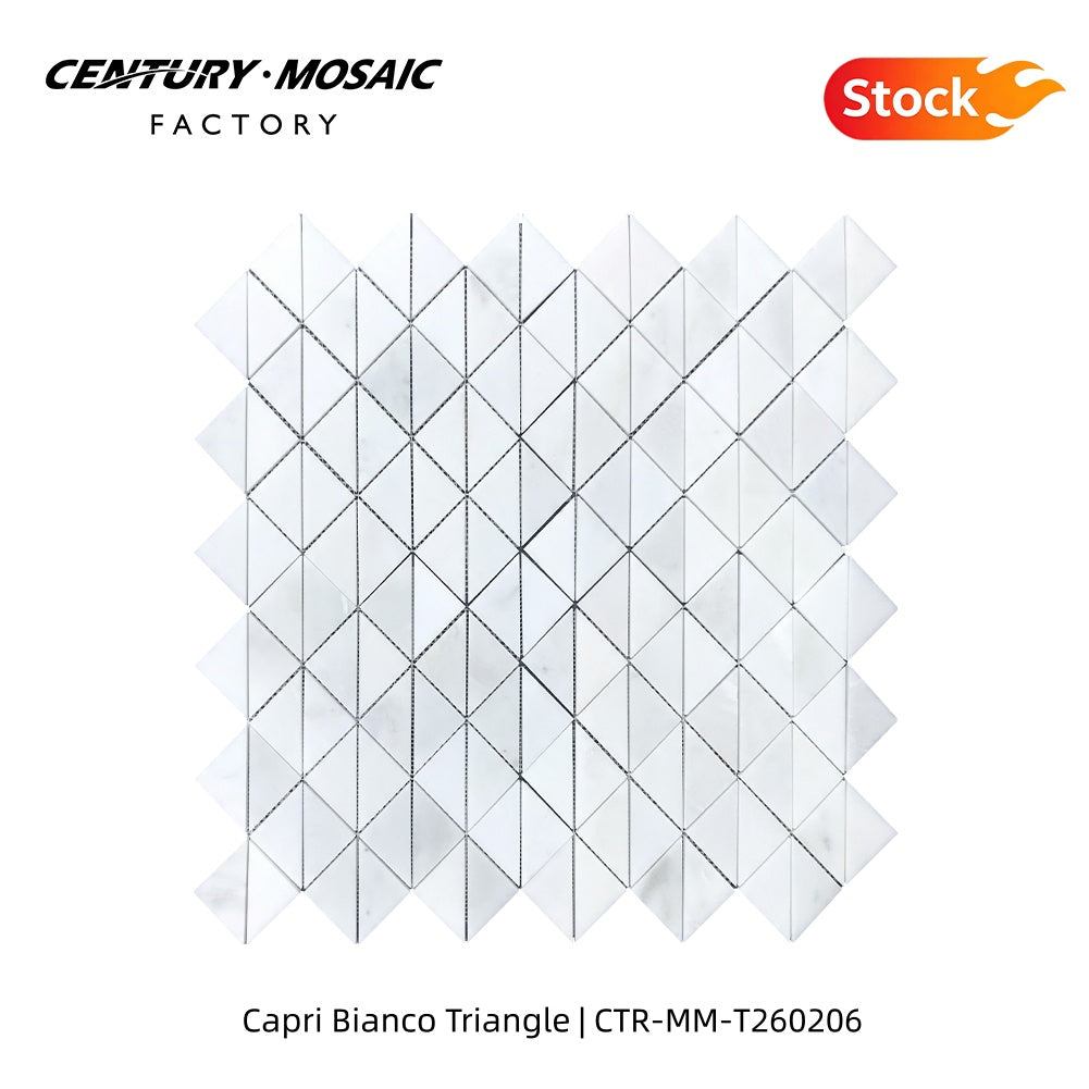 Capri Bianco Triangle Polished Marble Mosaic