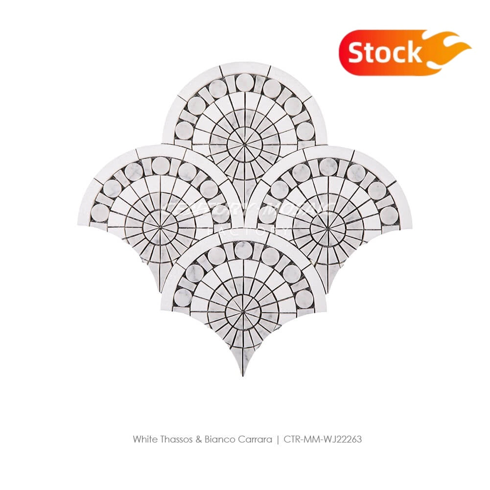 White Thassos & Bianco Carrara Marble Mosaic Tile In Stock