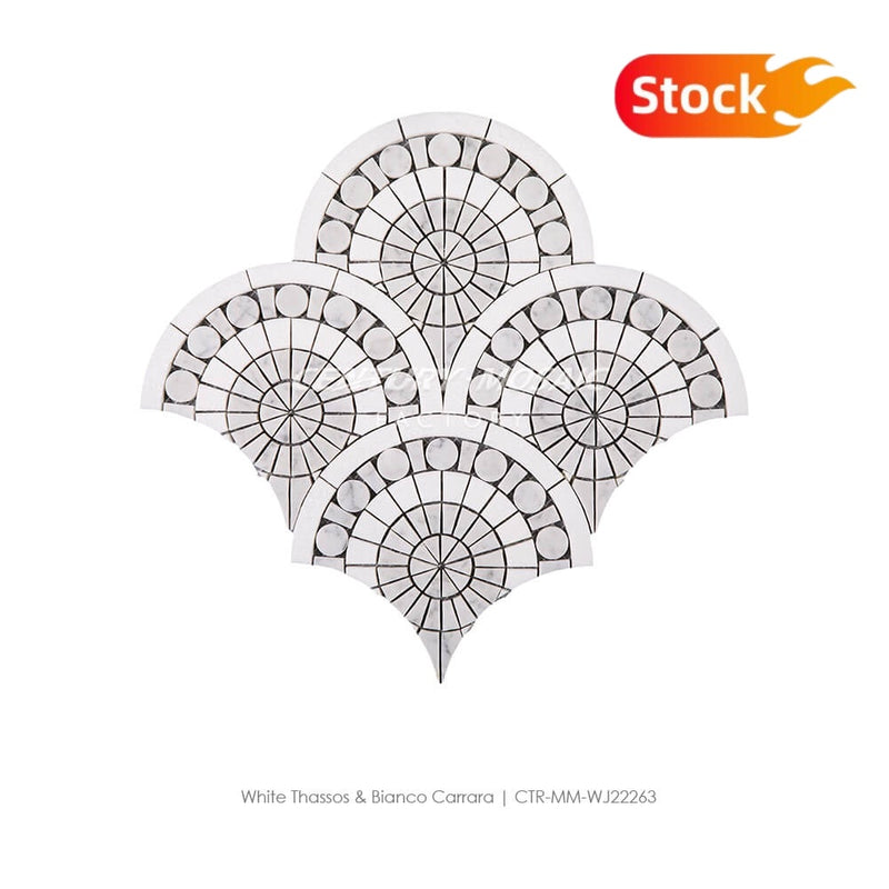 White Thassos & Bianco Carrara Marble Mosaic Tile In Stock